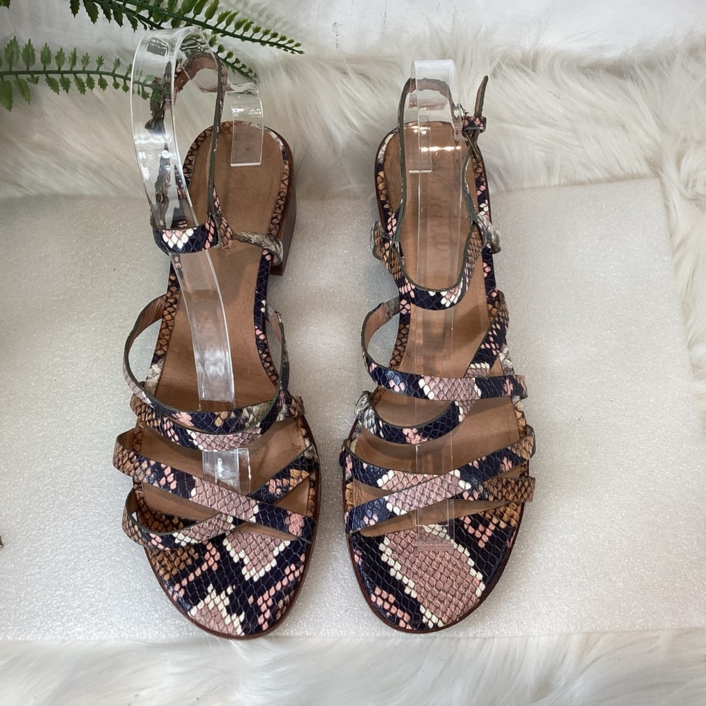MADEWELL THE LORI LEATHER SNAKE EMBOSSED STRAPPY SANDAL SZ 9 - Picture 6 of 12